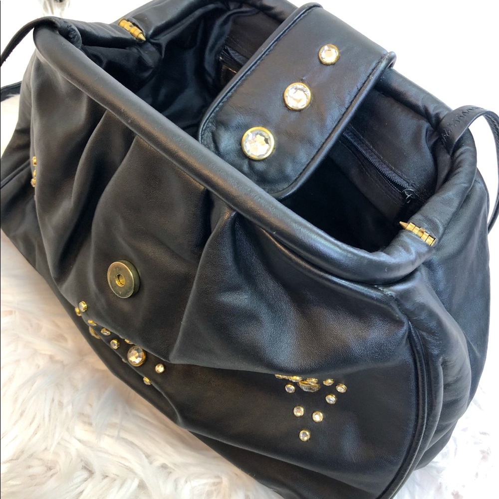 Vintage USA Made Leather Jeweled Purse 💎🖤